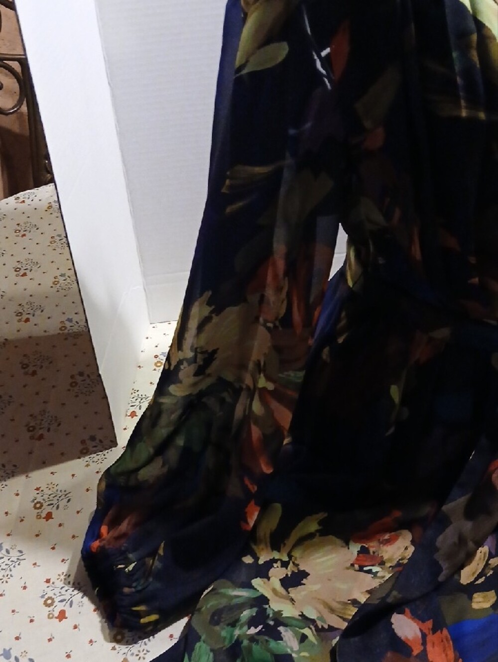 Alex Marie Navy Maxi Dress with Green, Brown & Blue Floral Print - Picture 4 of 16